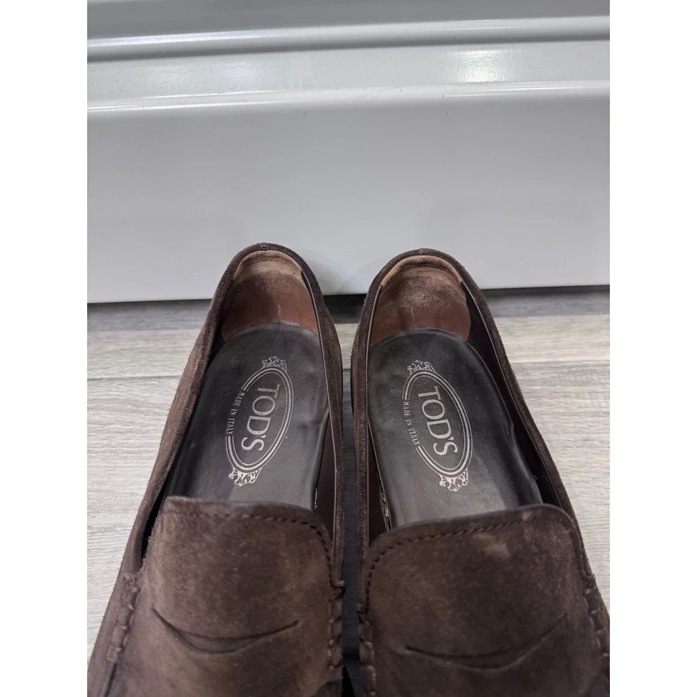 Tod's Mens Brown Suede Penny Loafers Gommino Made in Italy 9.5